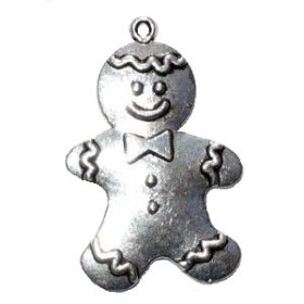 Pendant Gingerbread Man, silver colour, 45x28mm, 1 pce