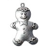 Pendant Gingerbread Man, silver colour, 45x28mm, 1 pce