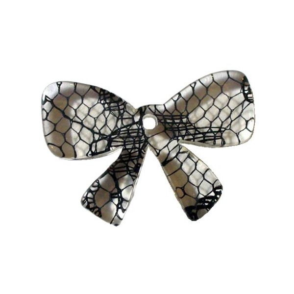 Plastic Bow, lace effect, 30x20mm, 1 pce