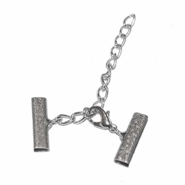 Clasp with connector for ribbon, silver, 20mm, 1 pce