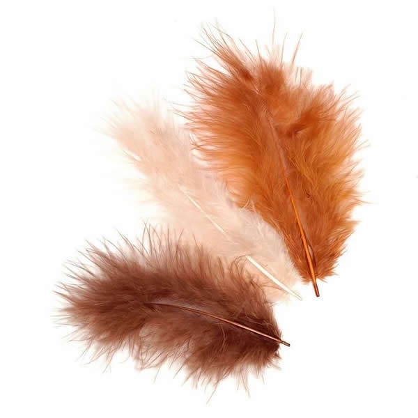 Marabu feathers, brown mix, 15 pcs, 10cm