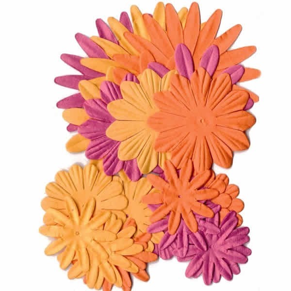 Fleurs en papier orange 24 pcs