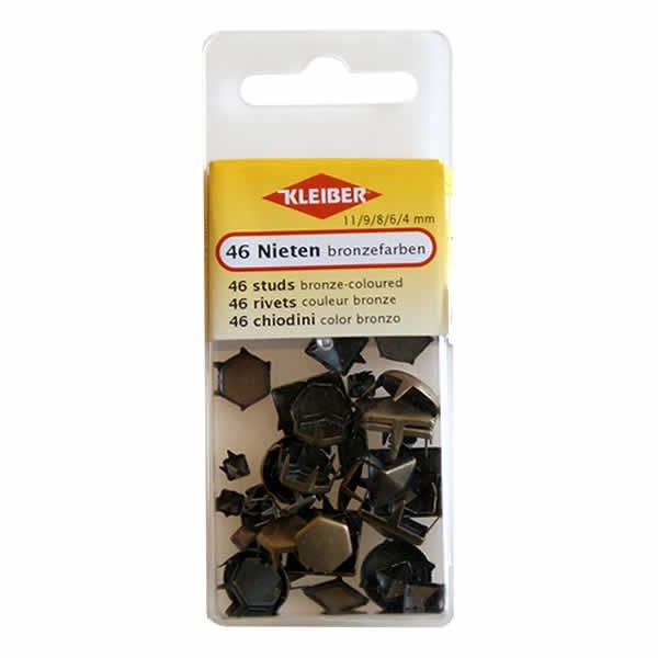 Assorted studs bronze-coloured, 46 pcs