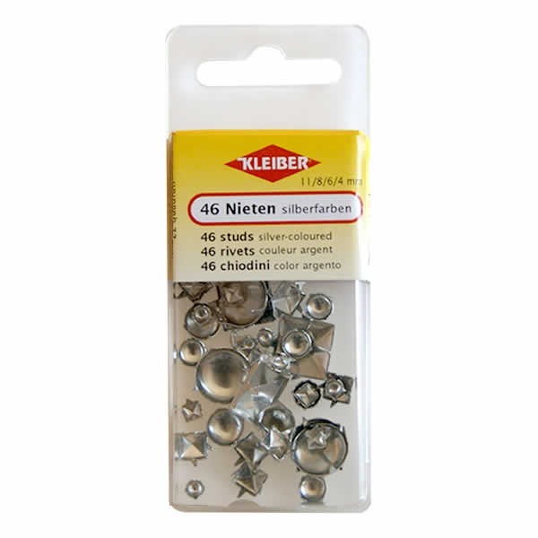 Rivets assortis, couleur argent, 46 pcs