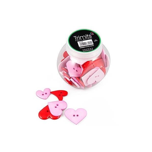 Assorted buttons hearts, 80 pcs