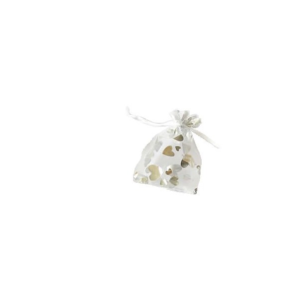 Gift-bag 7.5x11.5cm, hearts silver, 1 pce