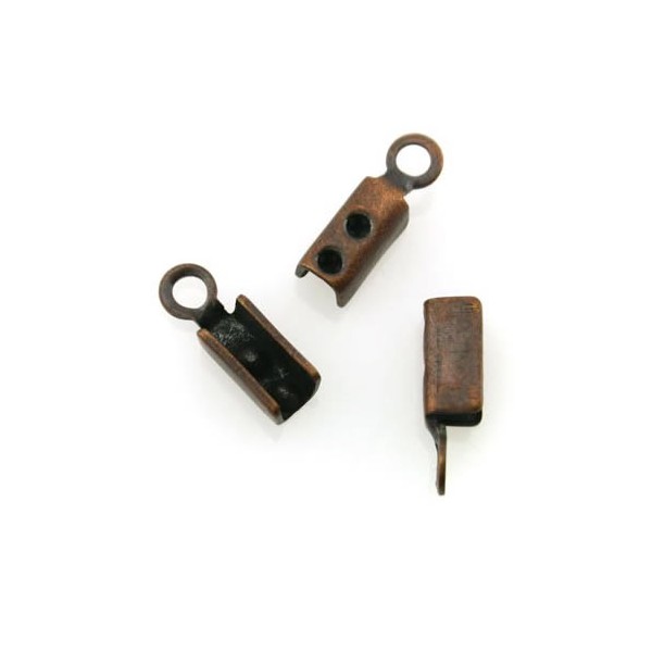 End cord fold crimps copper, 3mm, 4 pcs