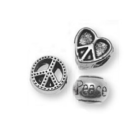 Charms Peace, 1cm, silberfarbe
