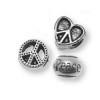 Charms Peace, 1cm, couleur argent, 3 pcs