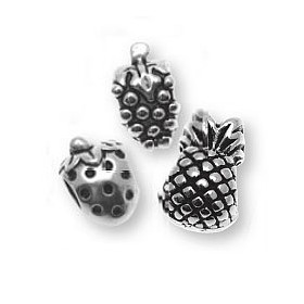 Charms Obst, 1cm, silberfarbe
