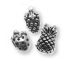 Charms Fruits, 1cm, couleur argent, 3 pcs