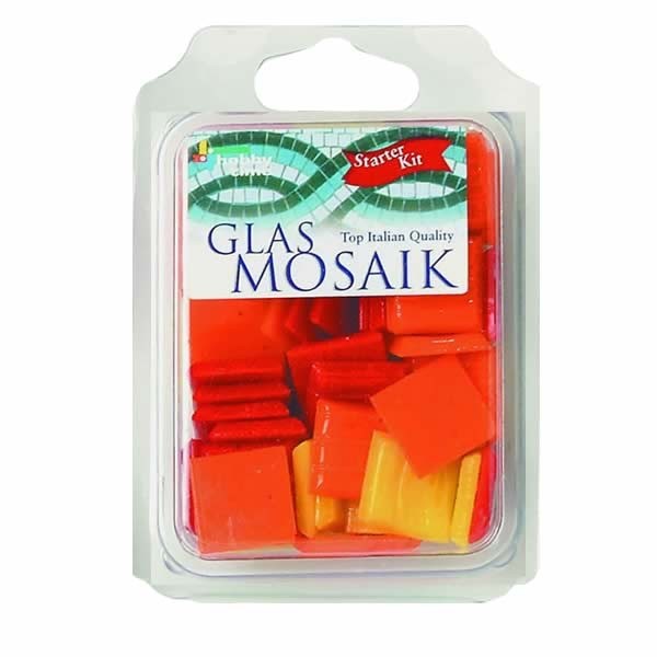 Glass Mosaic Tiles 2x2cm, 200g, orange-yellow