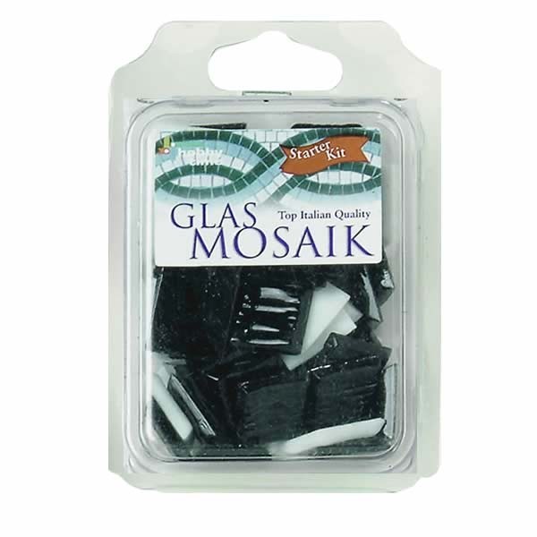 Glasmosaik 2x2, 200g, schwarz-weiss