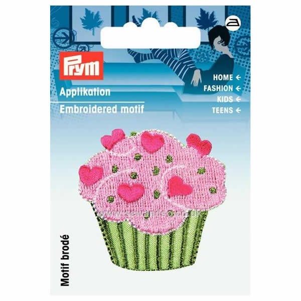 Iron-on motif 4.5cm Cupcake pink/green