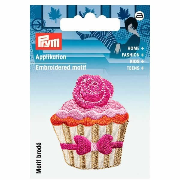 Motif à fixer au fer à repasser, Cupcake rose/beige 4.5cm