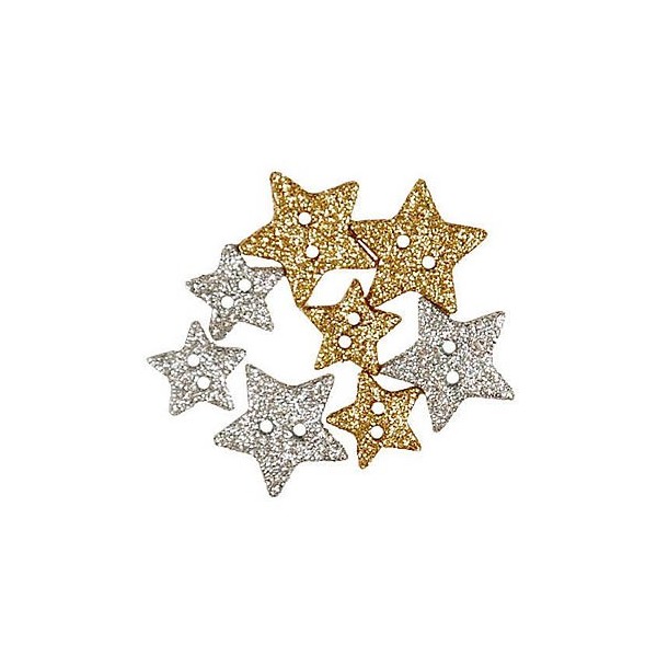 Boutons Sparkly Stars 13+18mm, 8 pcs