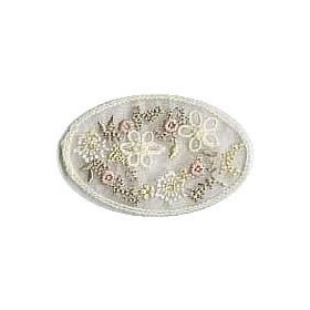 Motif à fixer au fer à repasser, 6x3.5cm Fleurs brodées écru