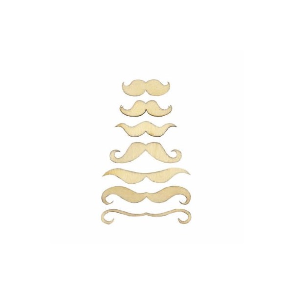 Wooden moustache, 14 pcs