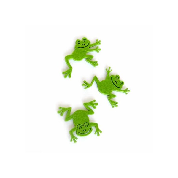 Felt frogs 5cm, 9 pcs, green