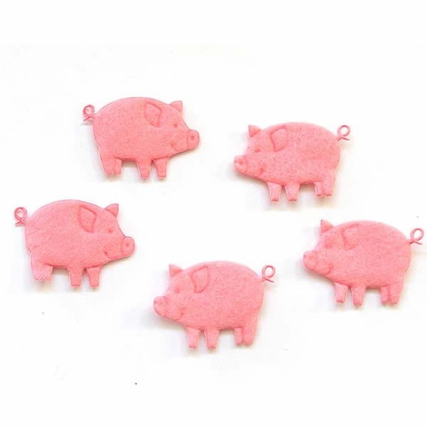 Cochons en feutrine, 5cm, 4 pcs rose