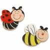 Wooden ladybugs and bees, 35mm, 6 pcs