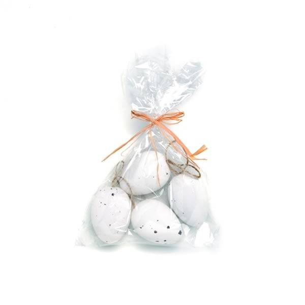 Plastic eggs, white, 8 pcs, 3x4cm