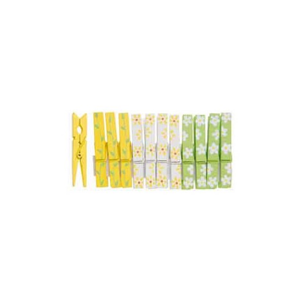 Mini pincettes Printemps, vert / jaune