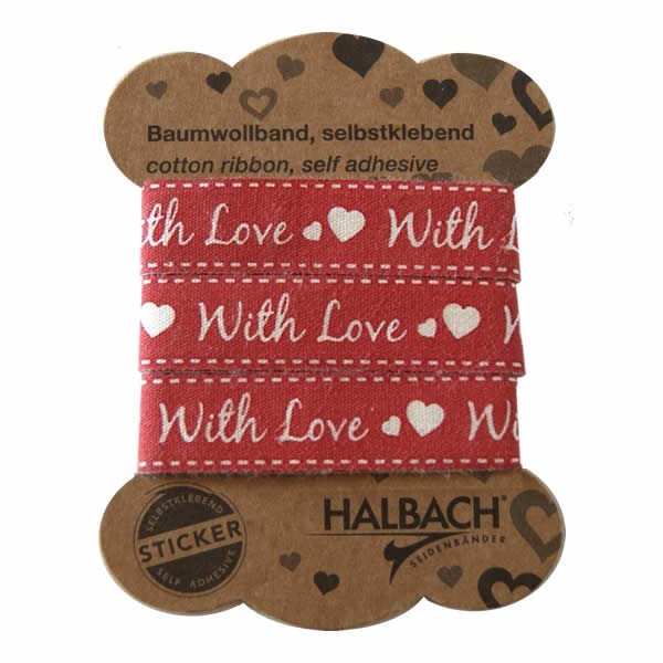 Adhesive Fabric Tape, red With Love