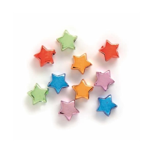 Estrellas brillantes multicolor 10mm, agujero 4mm