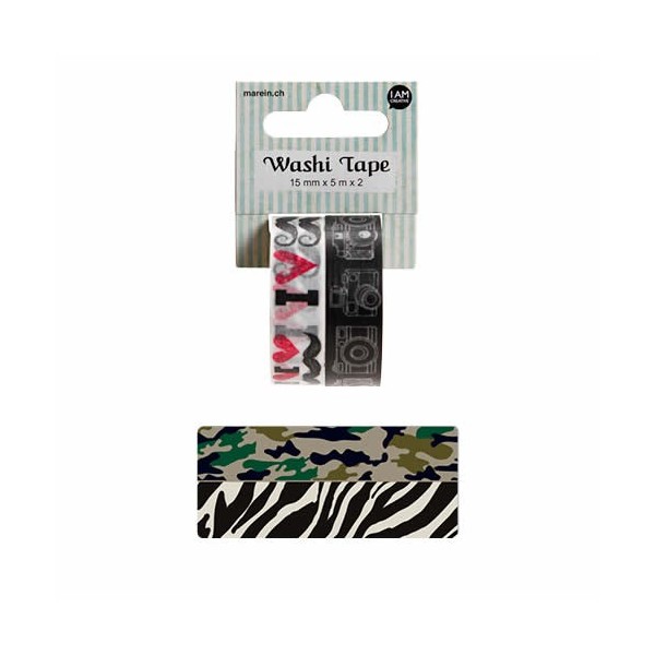 Washi Tape Zebra, 2 x 15mm/5m
