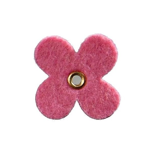 Felt flowers with eyelet, 35mm, pink, 12pcs