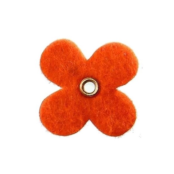 Felt flowers with eyelet, 35mm, orange, 12pcs