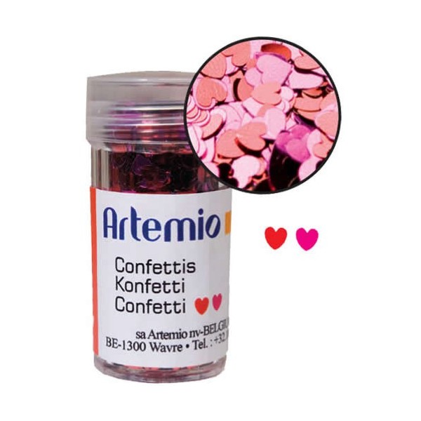 Lentejuelas, corazones rosa/rojo, 6g