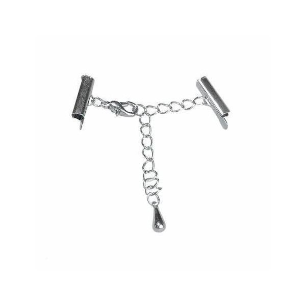 Clasp with connector for ribbon, silver, 16mm, 1 pce