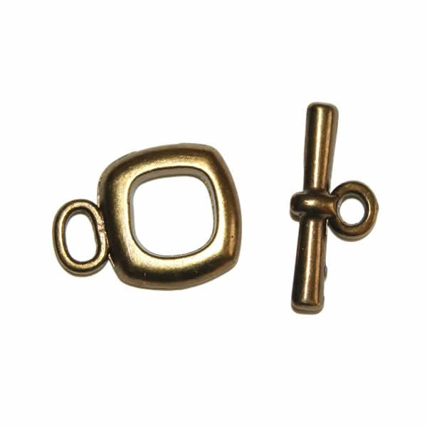 Clasp square, color : bronze, 15mm, 1 pce