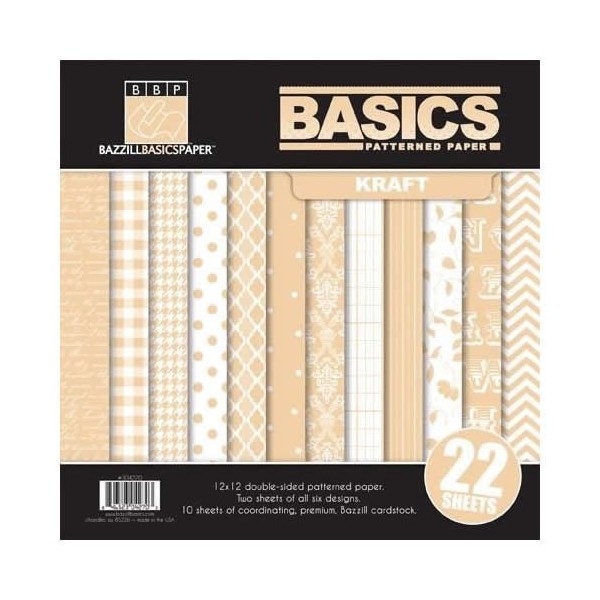 Bazzill - Set de papiers imprimés Kraft Basic 