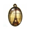 Pendentif ovale Tour Eiffel brun, 32x20mm
