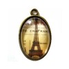 Plate pendant Eiffel Tower brown, oval 32x20mm