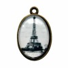 Pendentif ovale Tour Eiffel blanc, 32x20mm