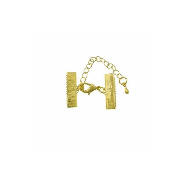 Clasp with connector for ribbon, gold, 16mm, 1 pce