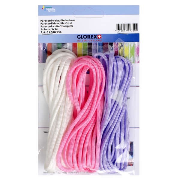 Paracord 2x4mm, 3x3m, white/lilac/rose