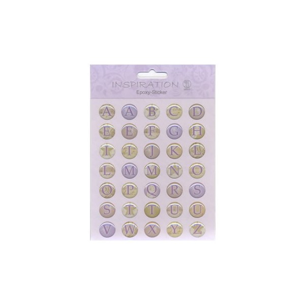 Epoxy-Stickers ABC grün-lila