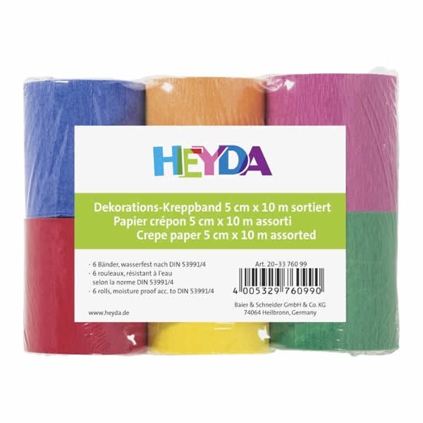 Papel Crepé rollos 5m x 10m, colores surtidos