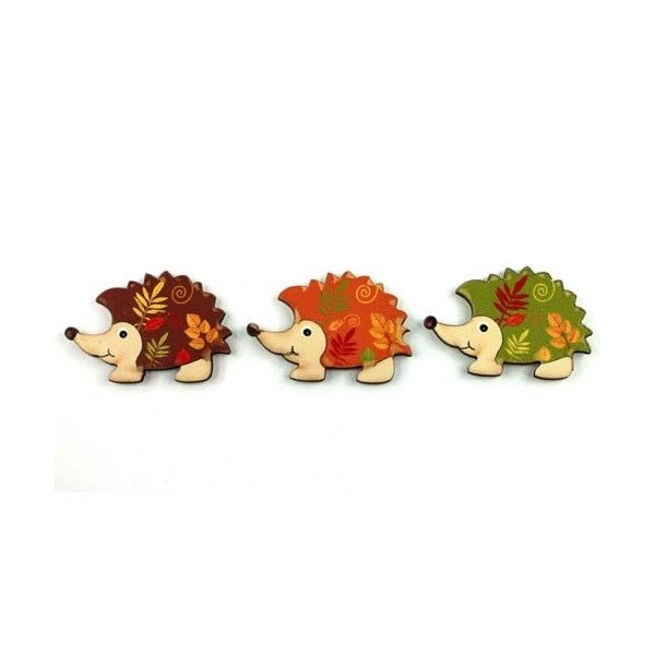 Wooden Hedgehogs, 3x5cm, 3 pcs