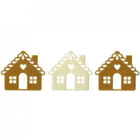 Ornements en feutrine Maison pain d'épices, 3 pcs