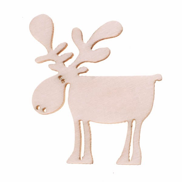 Wooden Elk, natural, 4cm, 8 pcs