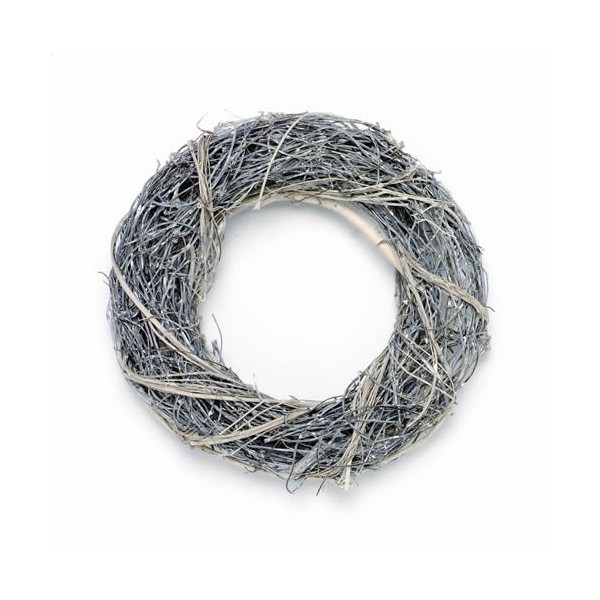 Couronne Décorative En Osier 'Willow' - Tressée Gris/blanchi - Environ 35 Cm - Style Champêtre