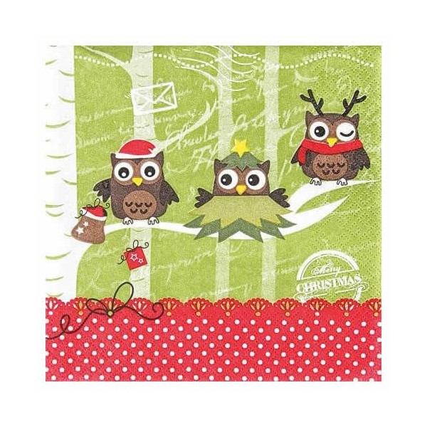 Napkin Owl red-green, 1 piece