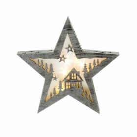 Estrella de Navidad, 7 led, madera