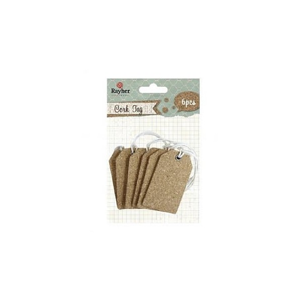 Cork Tags, Etiketten aus Kork 37x60mm, 6 Stk